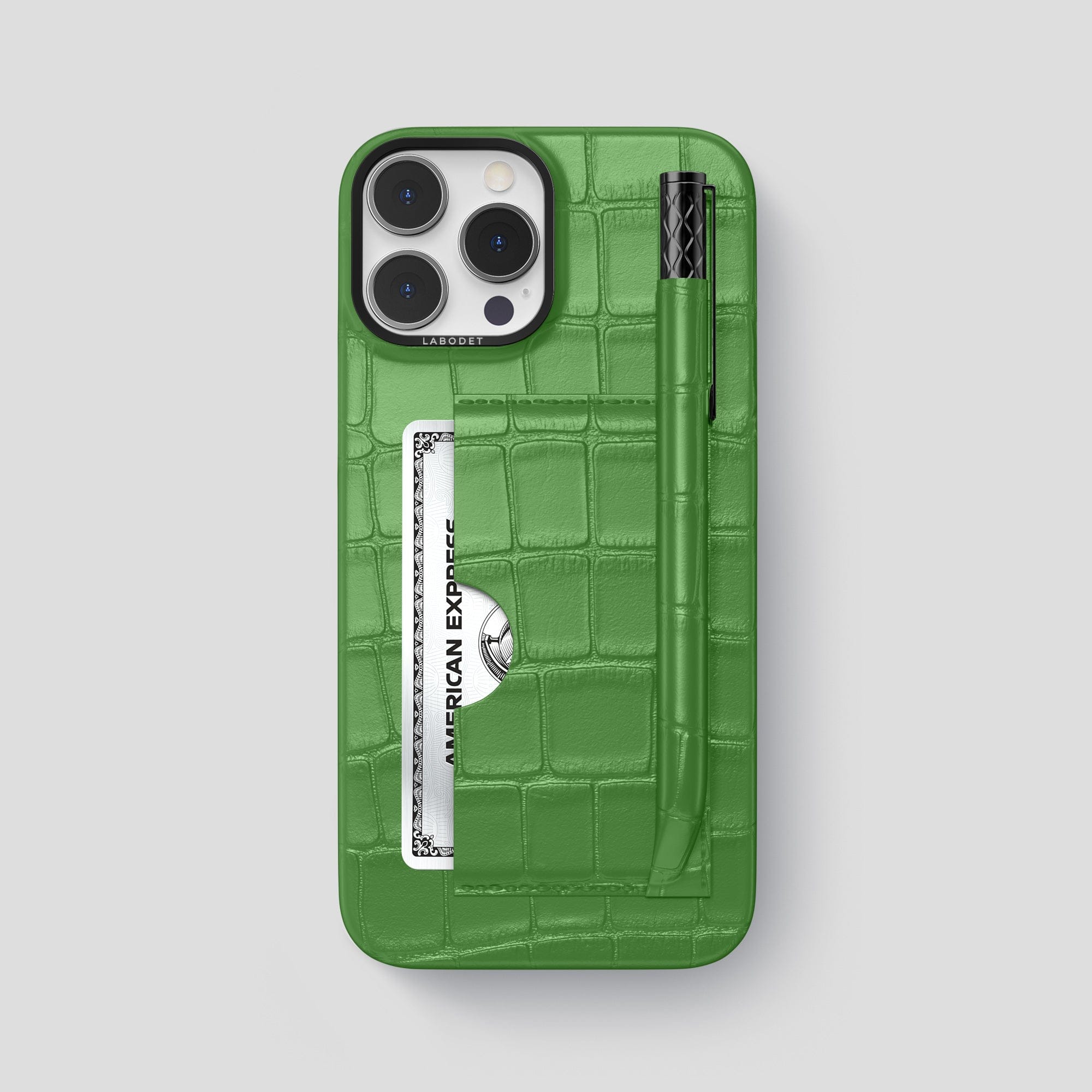 Card and Pen Holder Case For iPhone 15 Pro Max In Alligator