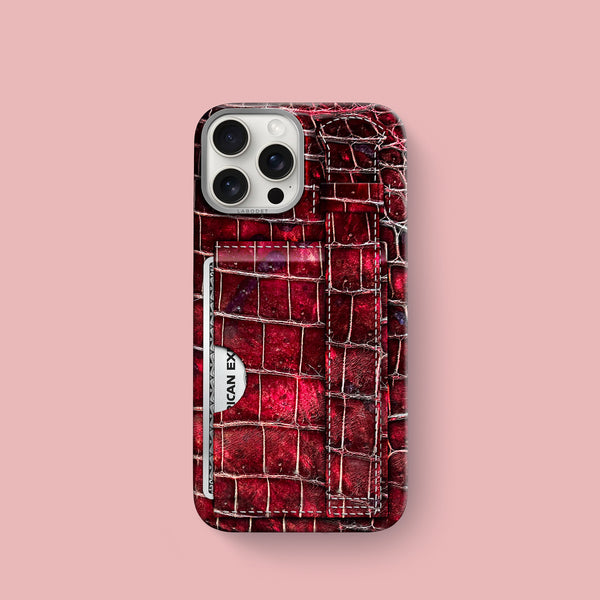 Cardholder Strap Case 1/1 Ruby For iPhone 16 Pro In Alligator