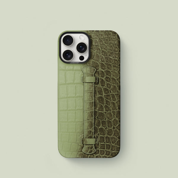 Center Handle Celadon Green For iPhone 16 Pro In Himalayan Crocodile