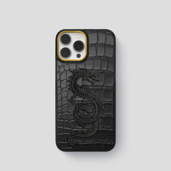 Classic Case With Carbon Dragon For iPhone 15 Pro In Alligator