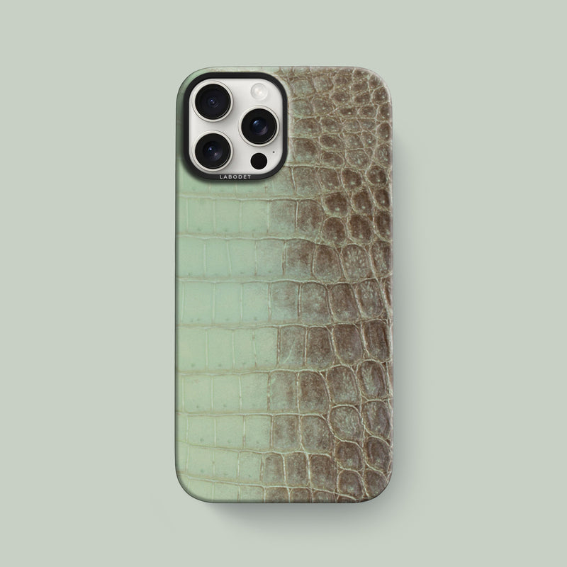 Pistacchio iPhone 16 Pro Max Classic Case 1/1 Himalayan Crocodile with Black Metal -1 | Pistacchio-Black