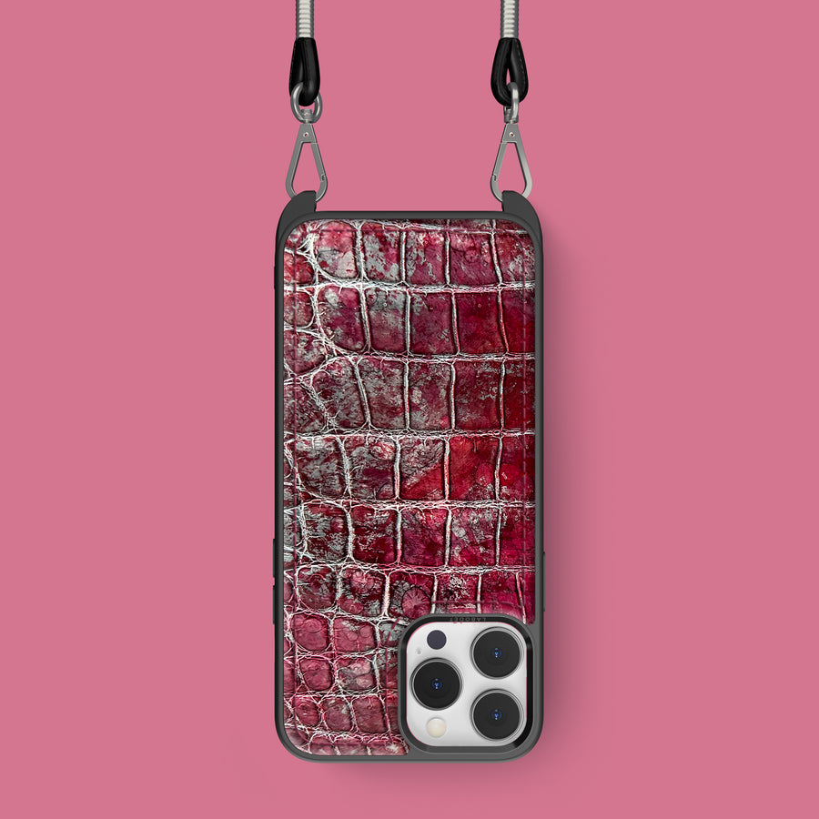 Crossbody Sport Case 1/1 Garnet For iPhone 16 Pro In Alligator