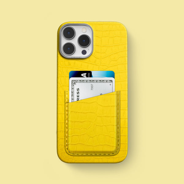 Double Card Case 1/1 Carbon Yellow For iPhone 16 Pro Max In Alligator