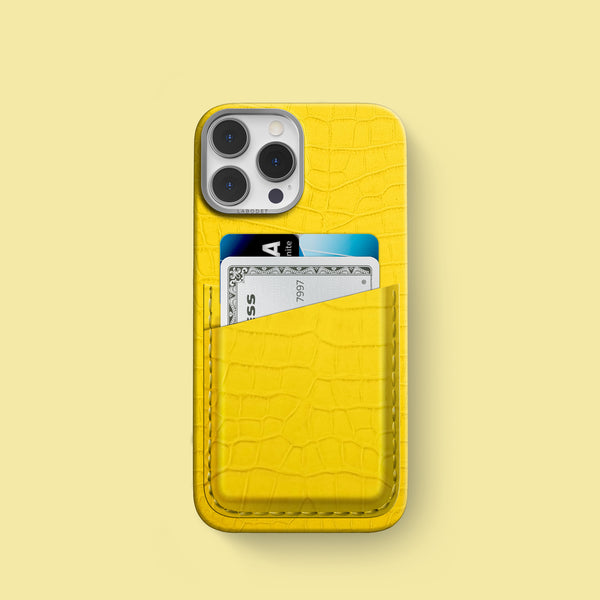 Double Card Case 1/1 Carbon Yellow For iPhone 16 Pro In Alligator