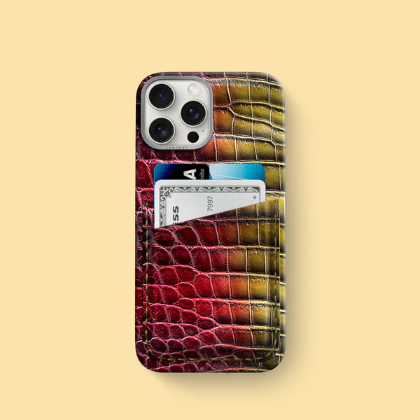 Double Card Case Sunset For iPhone 16 Pro In Alligator