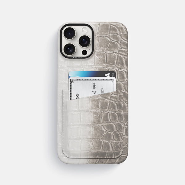 Double Card Case For iPhone 16 Pro Max In Himalayan Crocodile