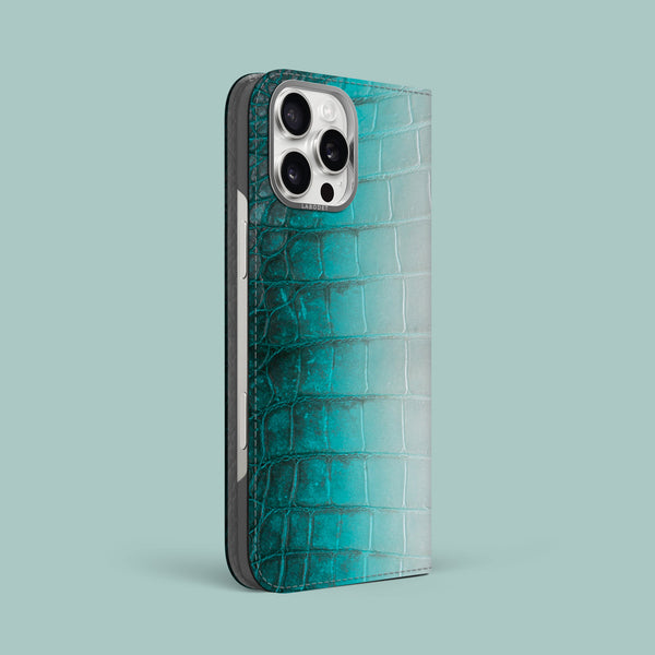 Folio Case 1/1 Turquoise For iPhone 16 Pro Max In Himalayan Crocodile