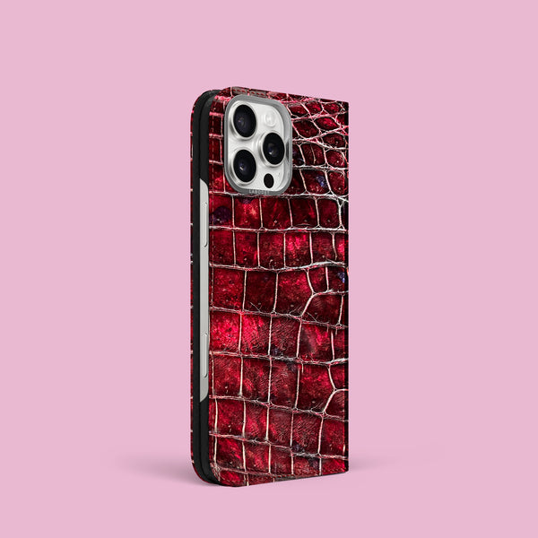 Folio Case 1/1 Ruby For iPhone 16 Pro In Alligator