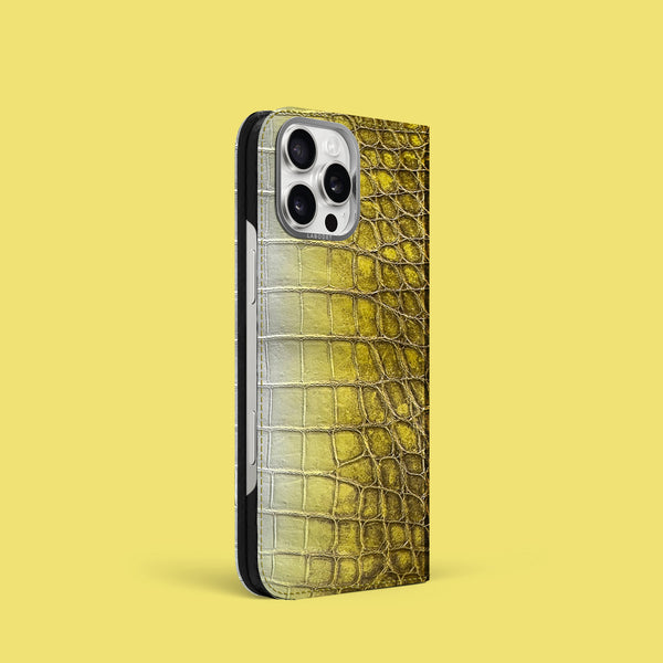 Folio Case 1/1 Lemon For iPhone 16 Pro In Himalayan Crocodile