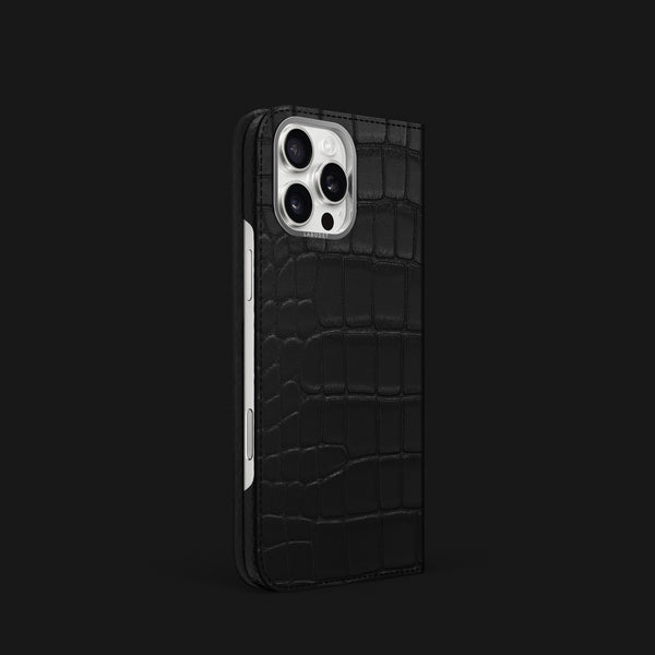 Folio Case Edition Black For iPhone 16 Pro In Alligator