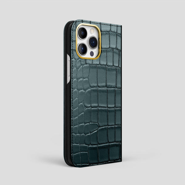 Folio Case For iPhone 15 Pro Max In Metallic Alligator