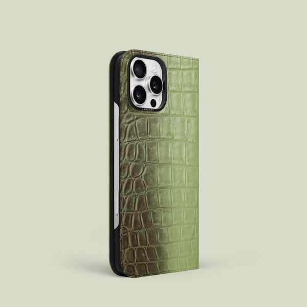 Folio Case Celadon Green For iPhone 16 Pro In Himalayan Crocodile