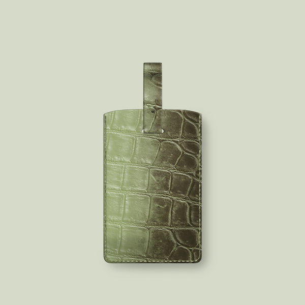 Luggage Tag Celadon Green In Himalayan Crocodile