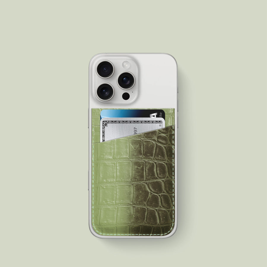 MagSafe Wallet Celadon Green For iPhone 16 Pro In Himalayan Crocodile