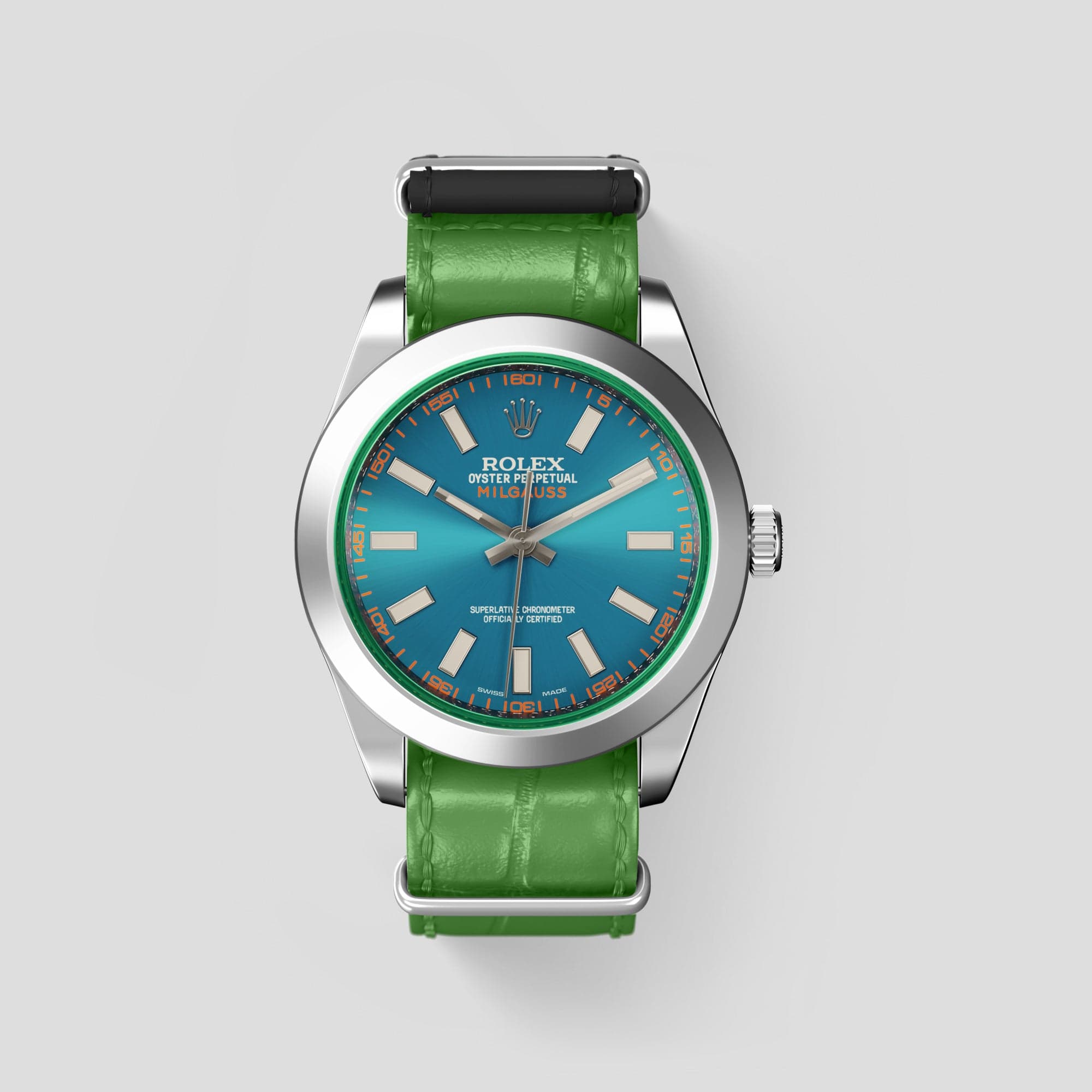 Rolex milgauss shop with leather strap