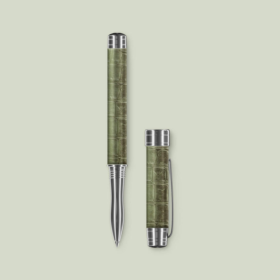 Rollerball Pen Celadon Green In Himalayan Crocodile