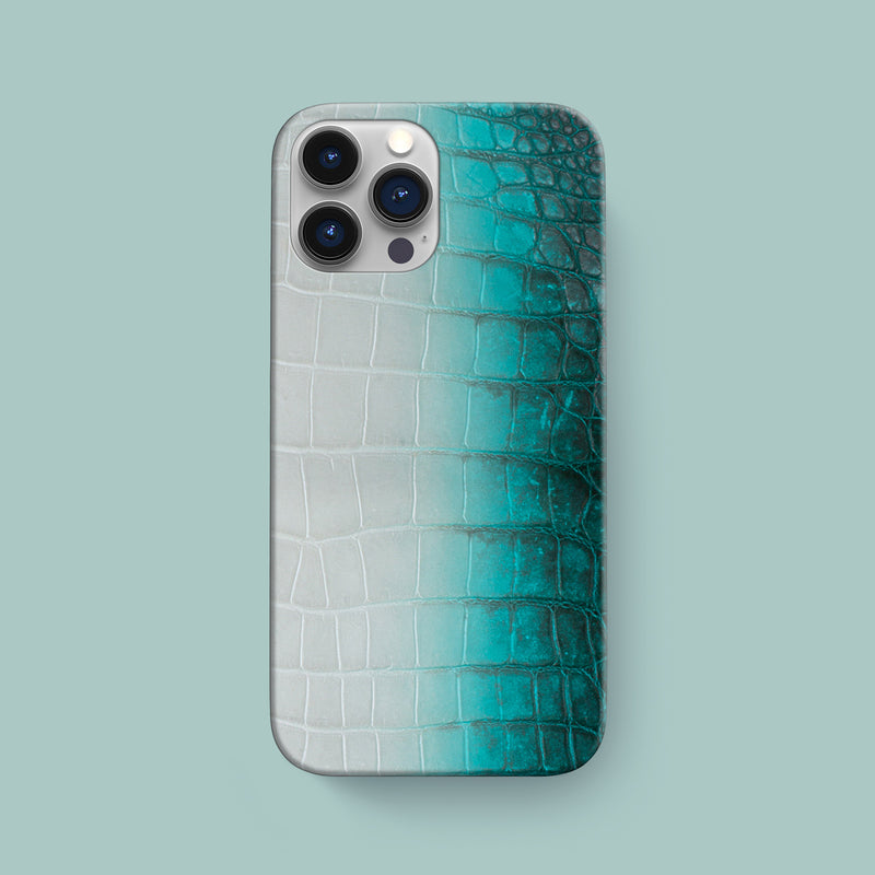 Turquoise iPhone 16 Pro Max Slim Case In Himalayan Crocodile -1 | Turquoise