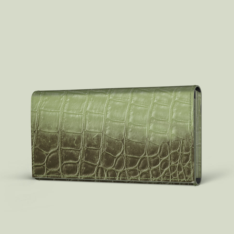 Wallet Case Celadon Green For iPhone 16 Pro In Himalayan Crocodile