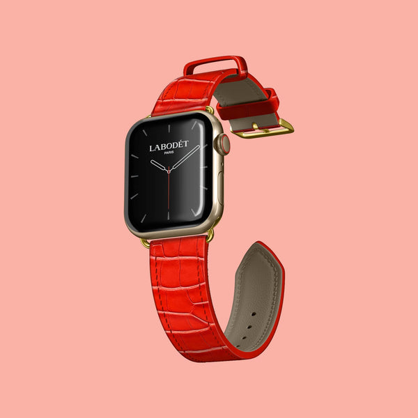 Classic Strap 1/1 Deep Coral For Apple Watch 41mm In Alligator