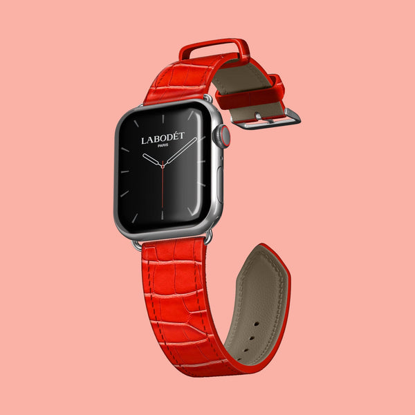 Classic Strap 1/1 Deep Coral For Apple Watch 45mm In Alligator