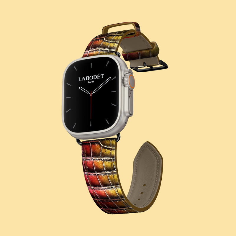 Sunset Apple Watch Ultra 49mm Classic Strap 1/1 Alligator with Black Metal -1 | Sunset-Black