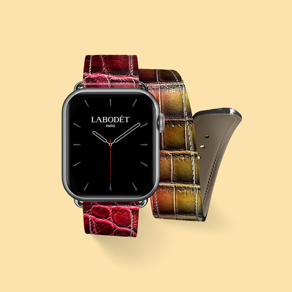 Double Strap Fire In Savana For Apple Watch 42mm In Alligator