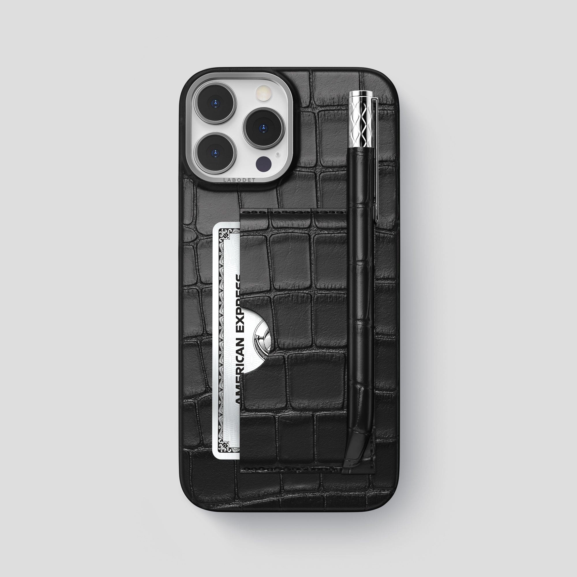 iPhone 13 Pro Card and Pen Holder Case Himalayan Crocodile – Labodet