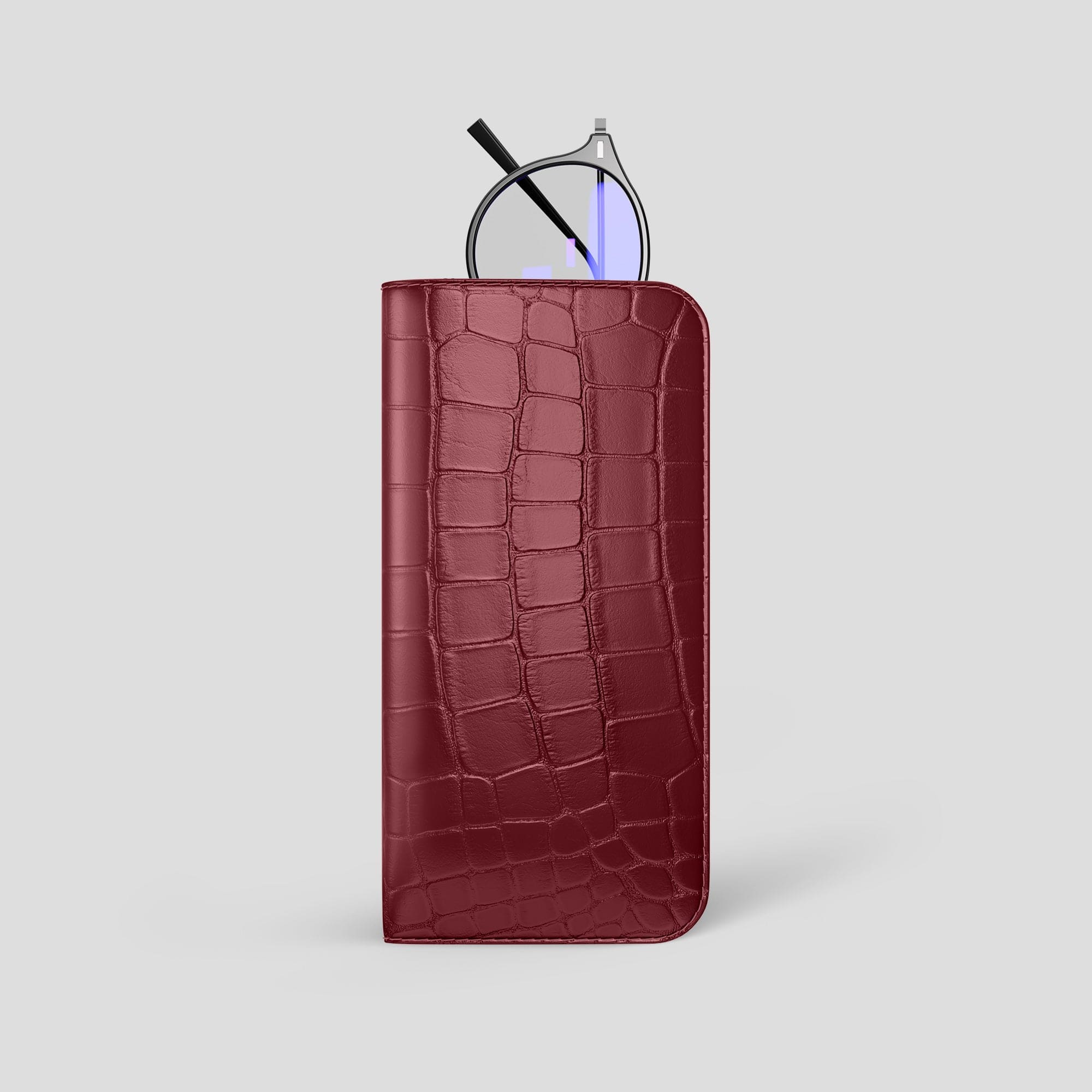 Brown crocodile glasses case - Luxury leathergoods