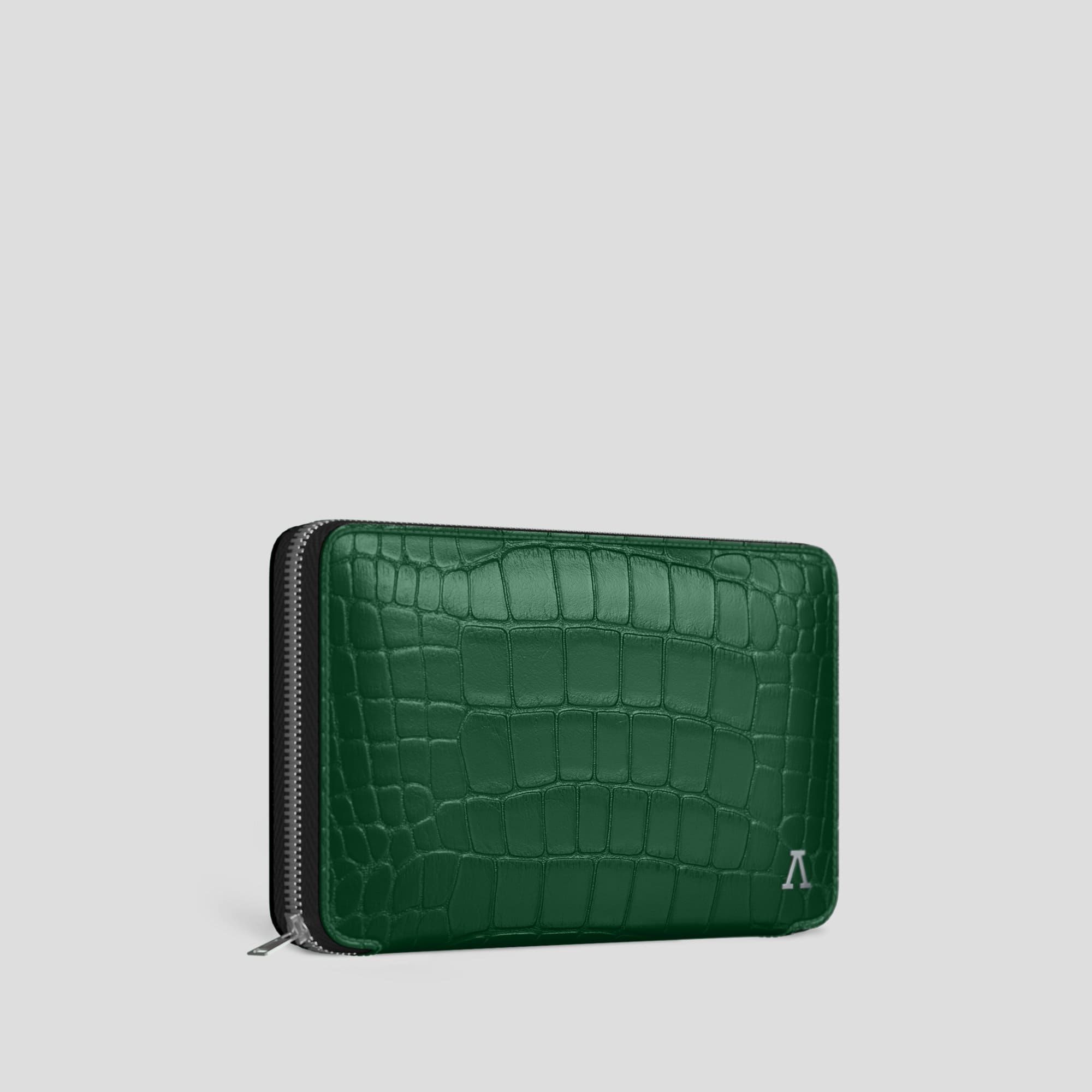 Navy Blue Alligator Wallet, Men's Luxury Leather Wallet